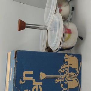 Vintage Foley MCM store server set buffet table party stainless condiment cater